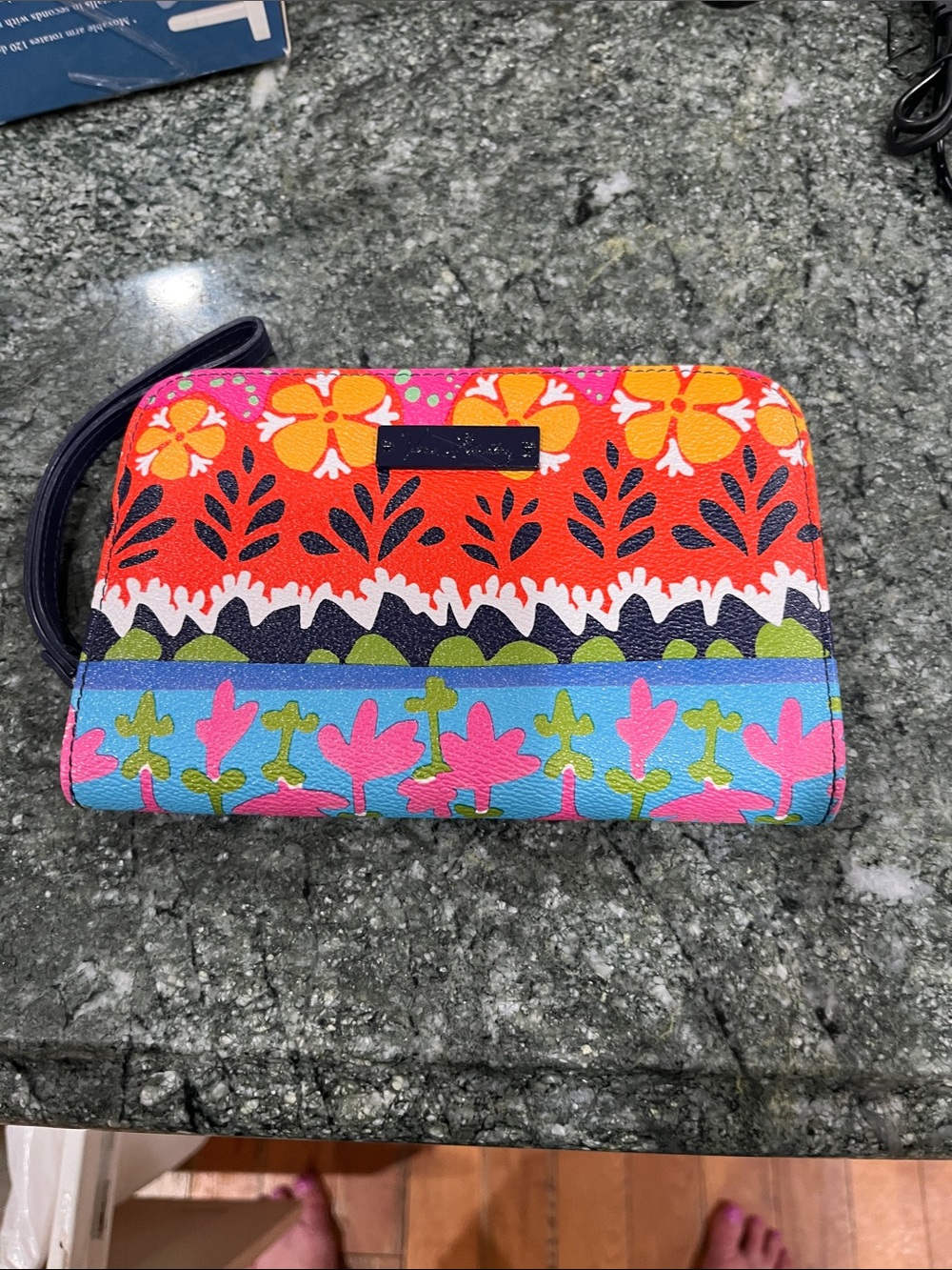 Vera Bradley Bright Orange & Pink Floral Wristlet